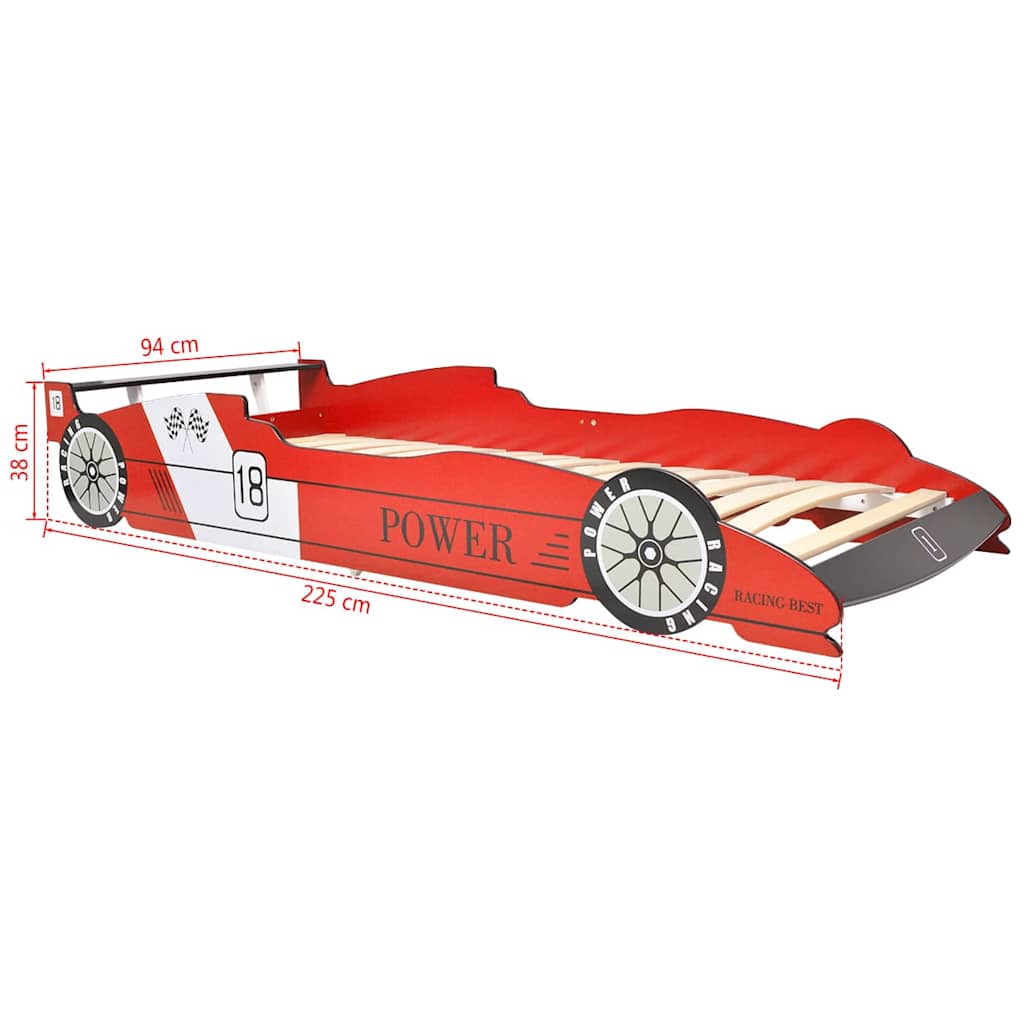 vidaXL Cama carro de corrida para crianças 90x200 cm vermelho