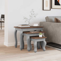 vidaXL Conjunto de mesas de encastrar 3 pcs madeira de mogno maciça