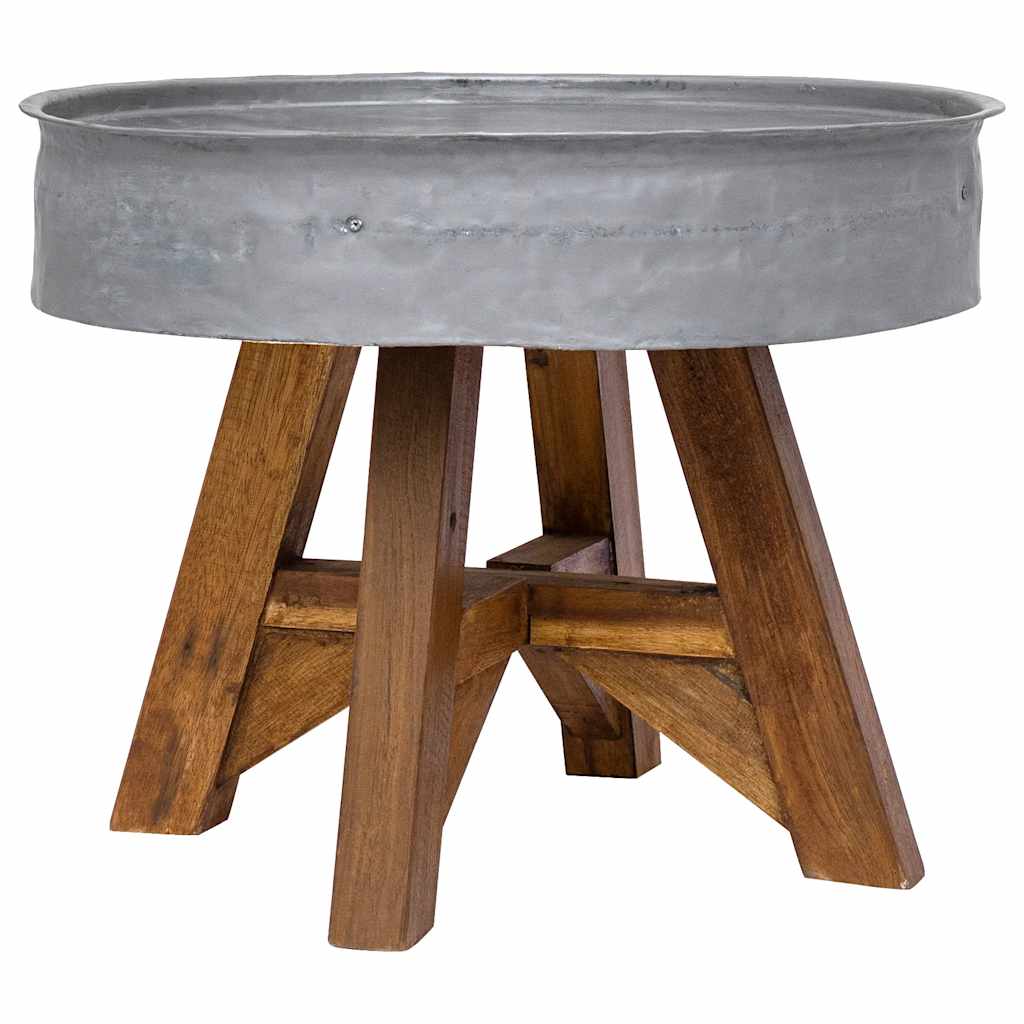 vidaXL Mesa de centro 60x45 cm mistura de madeira recicladas prateado