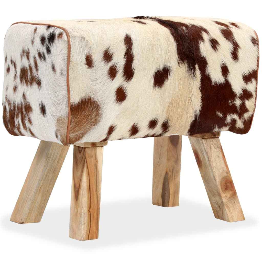 vidaXL Banco em couro de cabra genuíno 60x30x50 cm