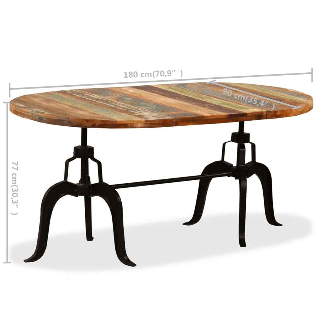 vidaXL Mesa de jantar madeira de mangueira maciça e aço 180 cm
