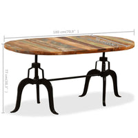 vidaXL Mesa de jantar madeira de mangueira maciça e aço 180 cm