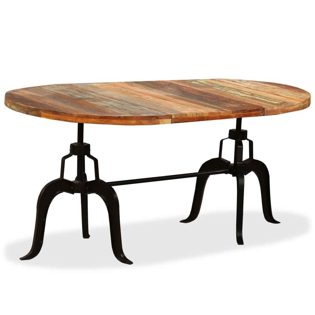 vidaXL Mesa de jantar madeira de mangueira maciça e aço 180 cm