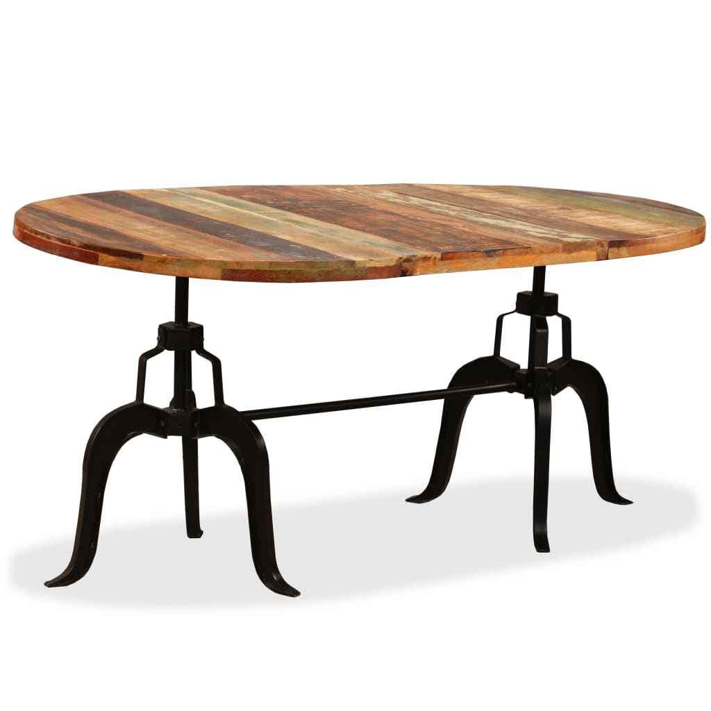 vidaXL Mesa de jantar madeira de mangueira maciça e aço 180 cm