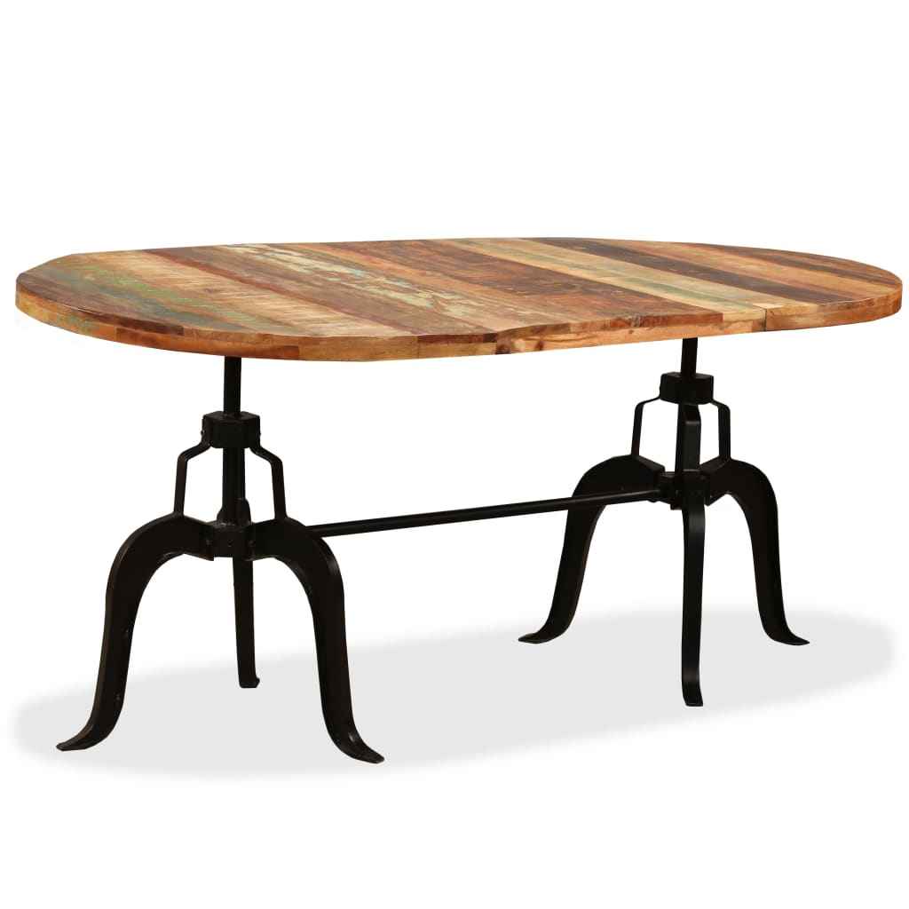 vidaXL Mesa de jantar madeira de mangueira maciça e aço 180 cm