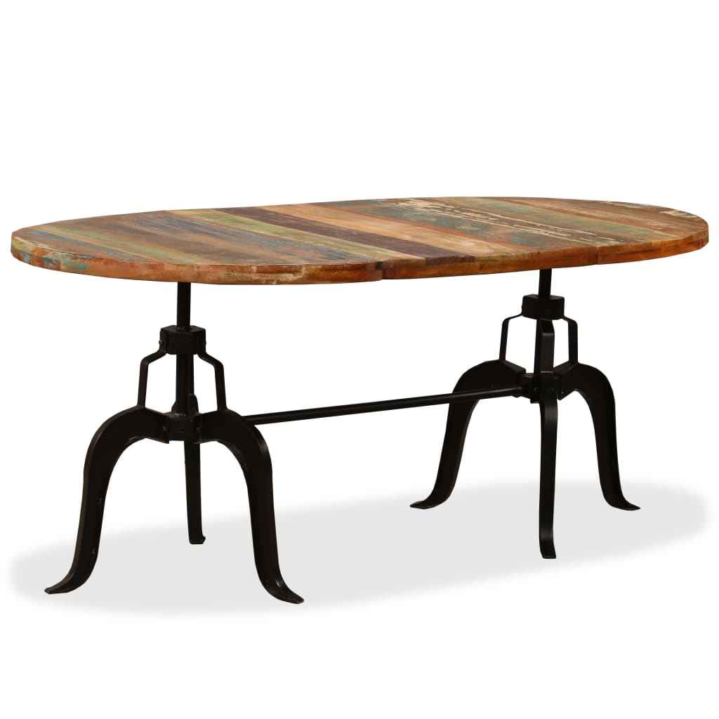 vidaXL Mesa de jantar madeira de mangueira maciça e aço 180 cm