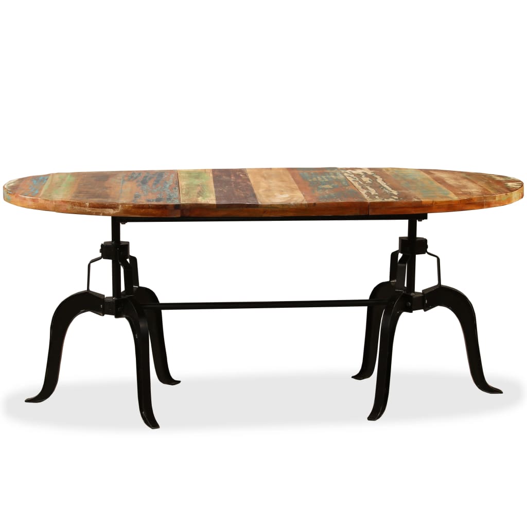 vidaXL Mesa de jantar madeira de mangueira maciça e aço 180 cm