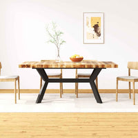vidaXL Mesa de jantar madeira reciclada maciça + aço em cruz 180 cm