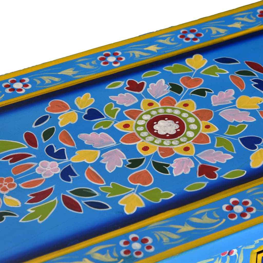 vidaXL Aparador c/ gavetas madeira mangueira turquesa pintado à mão