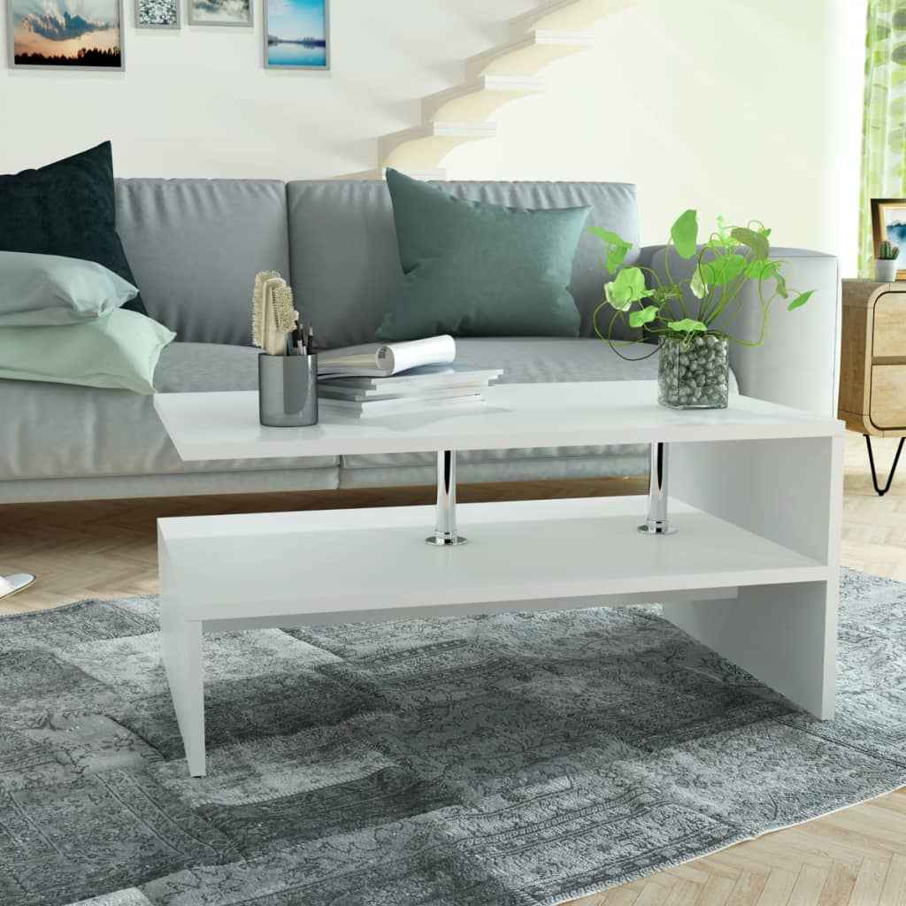 vidaXL Mesa de centro derivados de madeira 90x59x42 cm branco