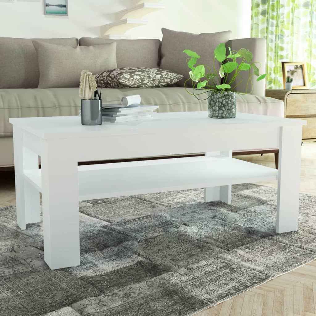 vidaXL Mesa de centro em aglomerado 110x65x48 cm branco