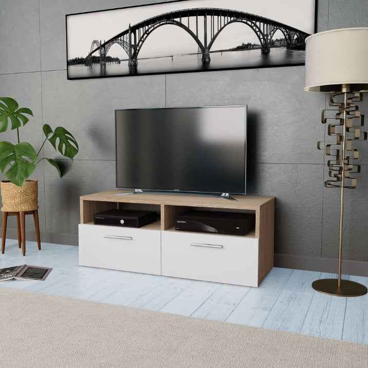 vidaXL Móvel de TV em aglomerado 95x35x36 cm branco