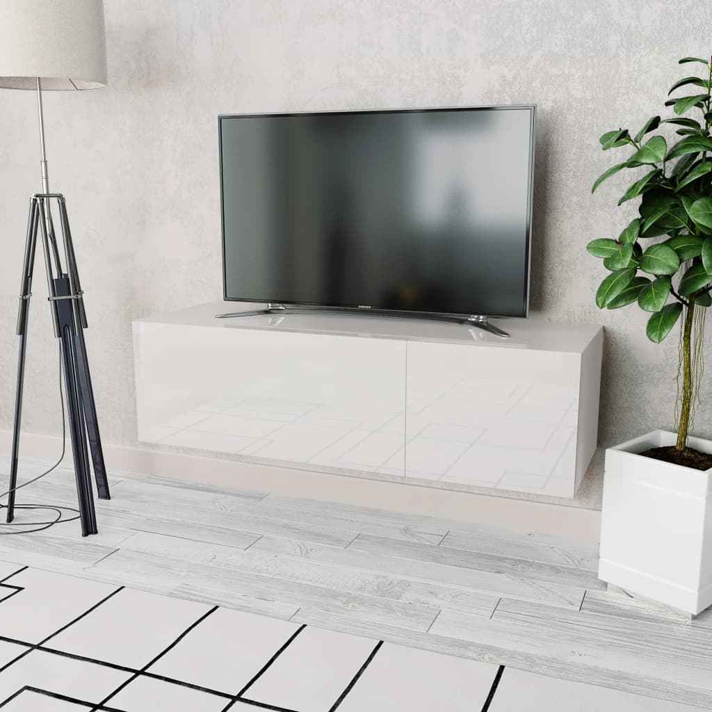 vidaXL Móvel de TV em aglomerado 120x40x34 cm branco brilhante