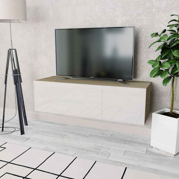 vidaXL Móvel de TV em aglomerado 120x40x34 cm branco brilhante
