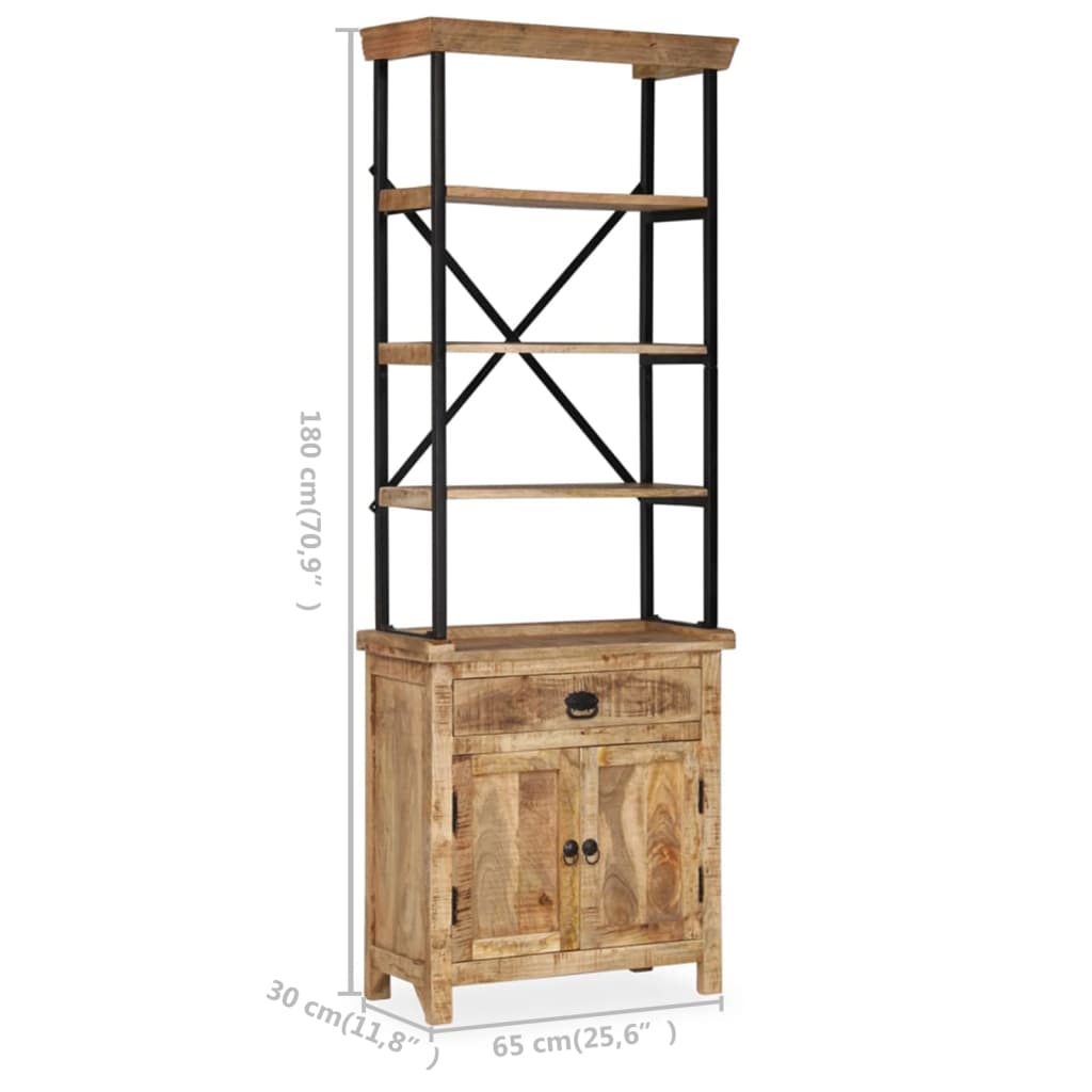 vidaXL Aparador c/ prateleiras madeira de mangueira maciça 65x30x180cm