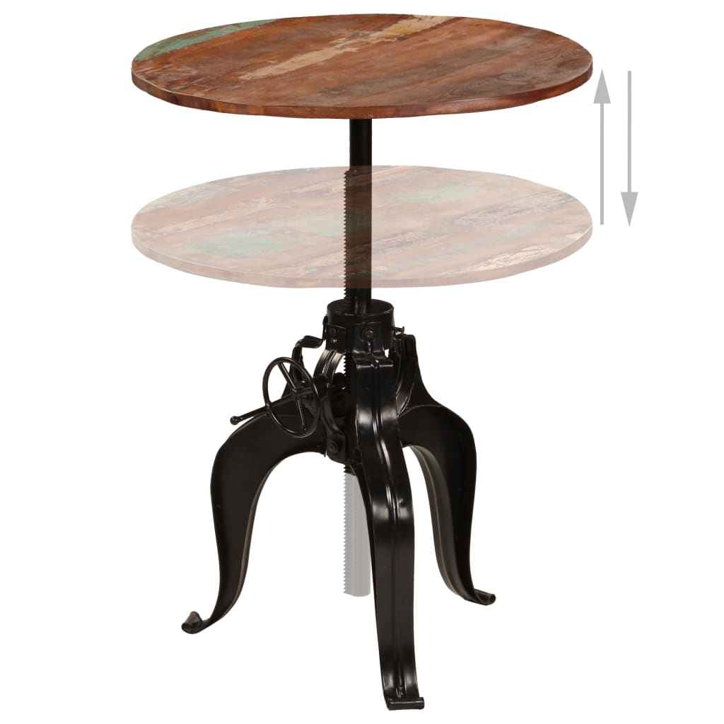 vidaXL Mesa de bar em madeira recuperada maciça 75x(76-110) cm