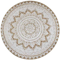 vidaXL Tapete em juta trançada estampado 90 cm redondo