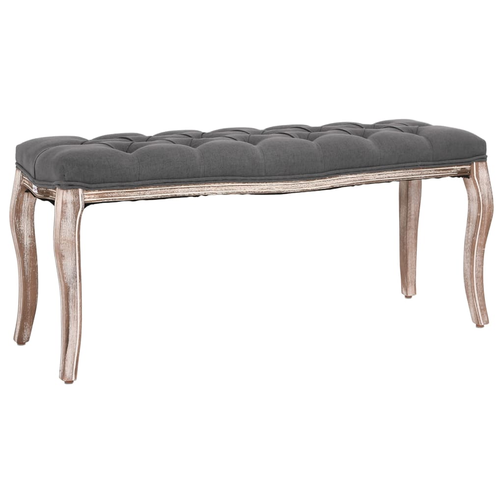 vidaXL Banco em linho e madeira maciça 110x38x48 cm branco nata