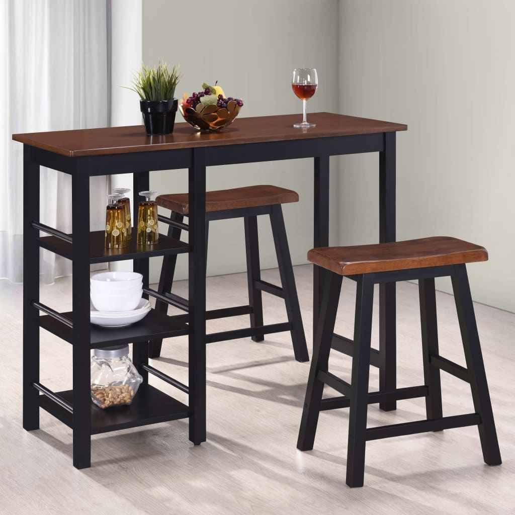 vidaXL Conjunto de bar 3 pcs MDF preto
