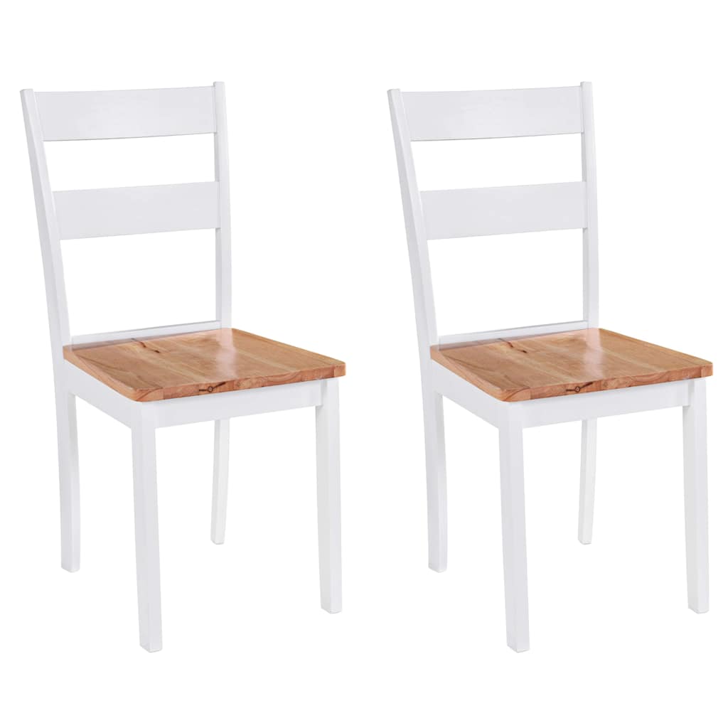 vidaXL Cadeiras de jantar 2 pcs madeira de seringueira maciça branco