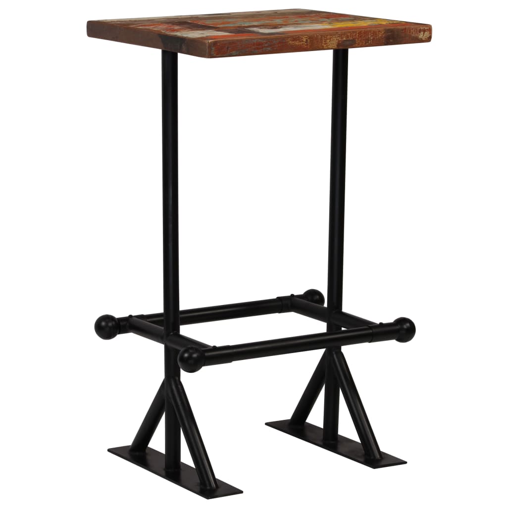 vidaXL Mesa de bar madeira recuperada maciça multicolor 60x60x107 cm