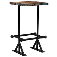 vidaXL Mesa de bar madeira recuperada maciça multicolor 60x60x107 cm