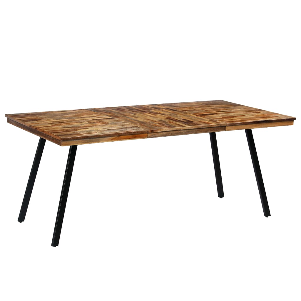 vidaXL Mesa de jantar madeira de teca recuperada e aço 180x90x76 cm
