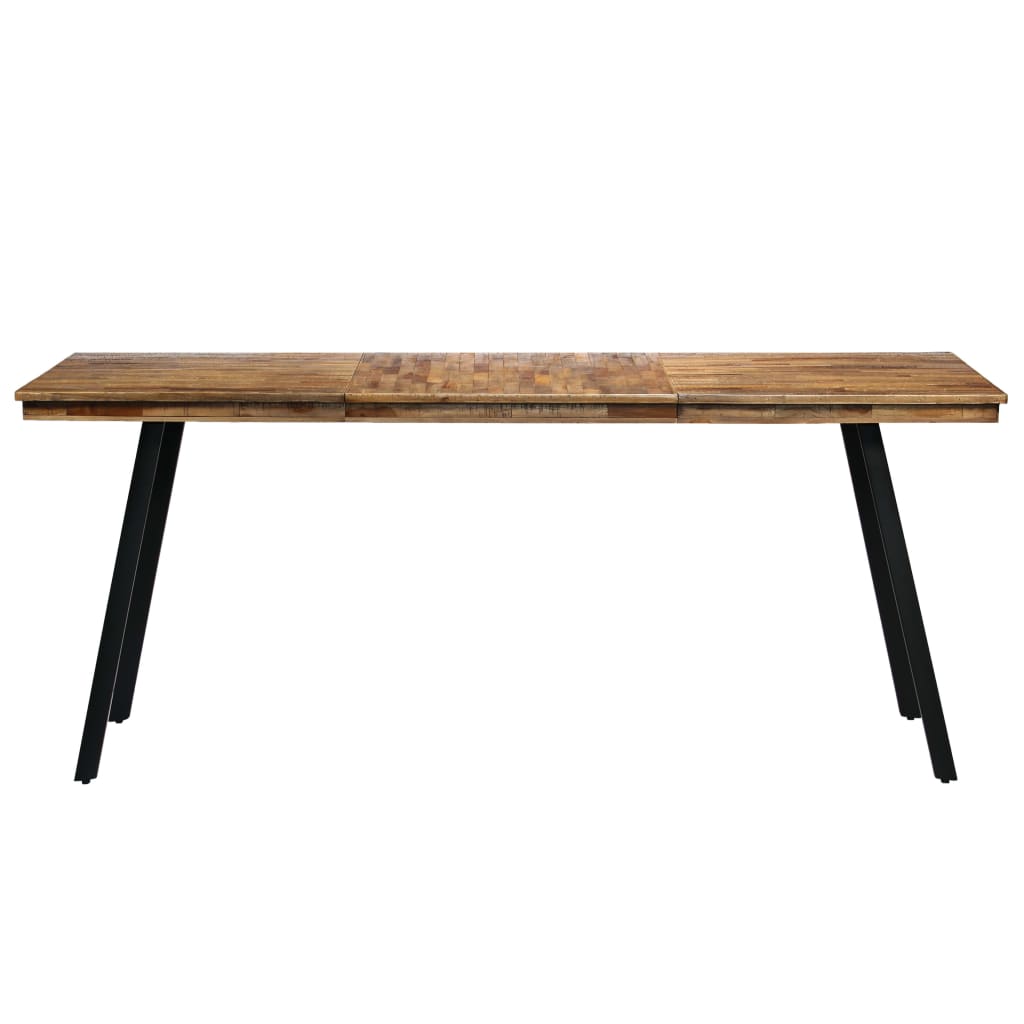 vidaXL Mesa de jantar madeira de teca recuperada e aço 180x90x76 cm