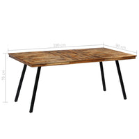 vidaXL Mesa de jantar madeira de teca recuperada e aço 180x90x76 cm