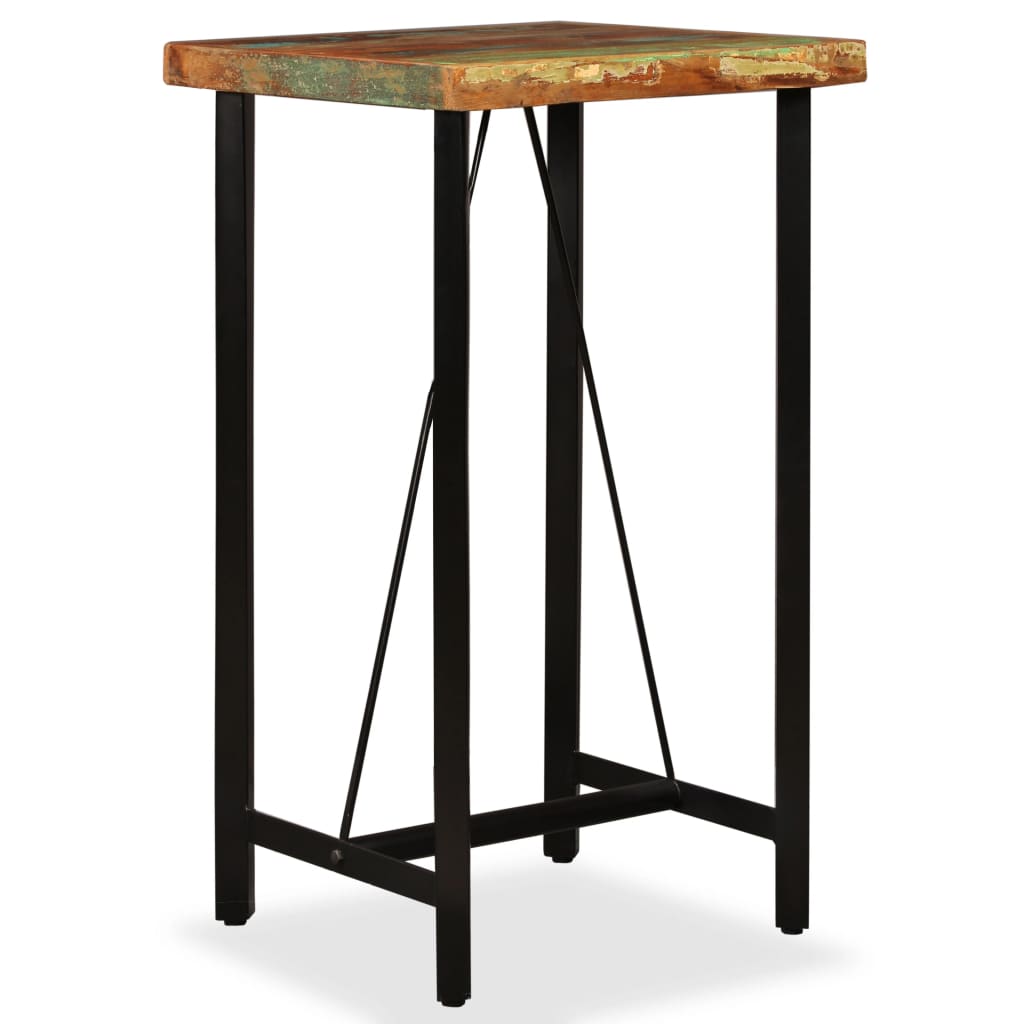 vidaXL Mesa de bar em madeira recuperada maciça 60x60x107 cm