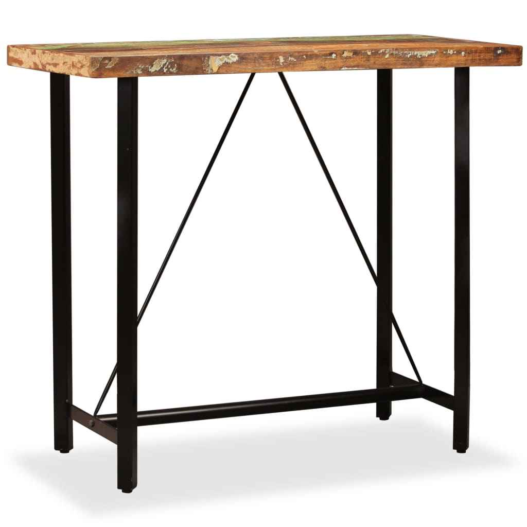 vidaXL Mesa de bar em madeira recuperada maciça 60x60x107 cm