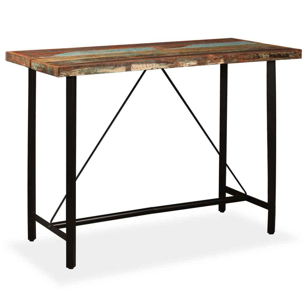 vidaXL Mesa de bar em madeira recuperada maciça 60x60x107 cm