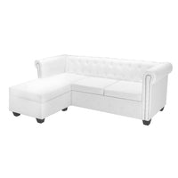 vidaXL Sofá Chesterfield em forma de L couro artificial branco