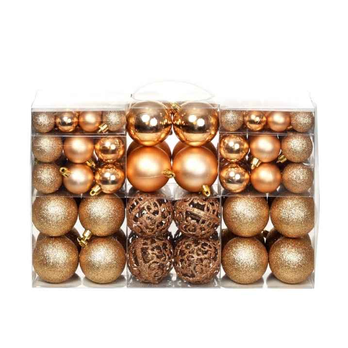 vidaXL Conjunto de bolas de natal 100 pcs 3/4/6 cm dourado