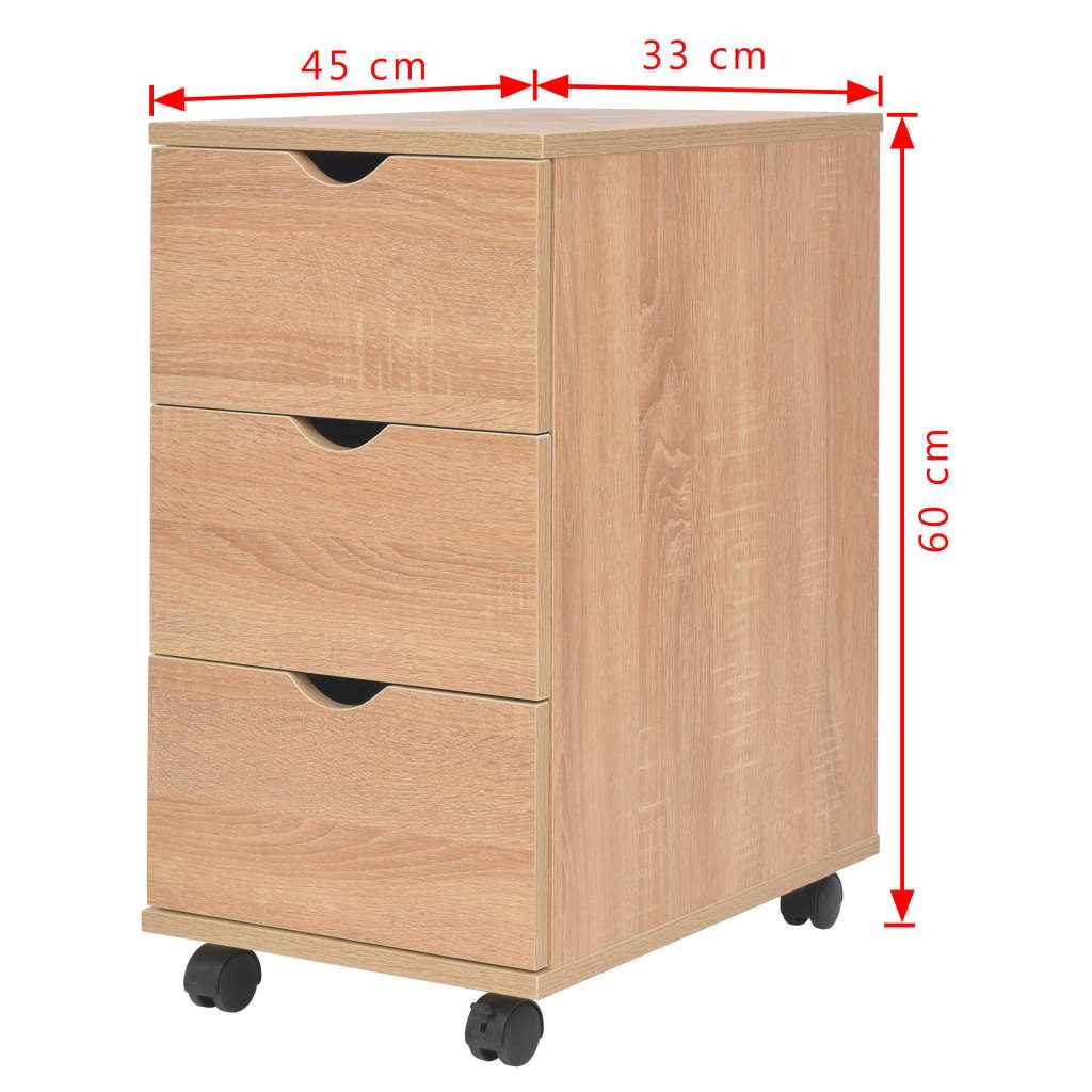 vidaXL Unidade de gavetas 33x45x60 cm preto