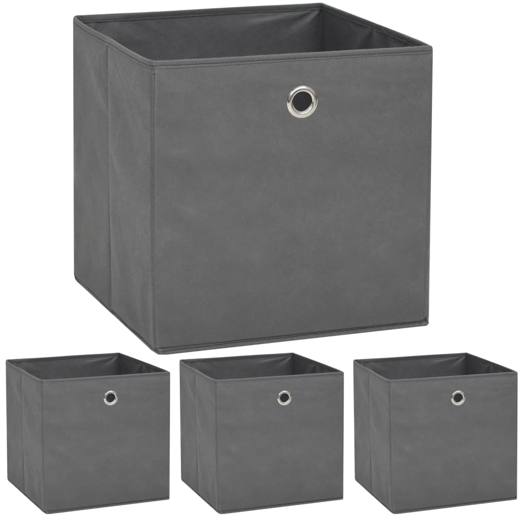 vidaXL Caixas arrumação 4 pcs tecido-não-tecido (TNT) 32x32x32cm preto