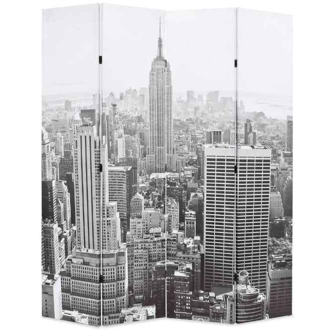 vidaXL Biombo dobrável Nova Iorque de dia 120x170 cm preto e branco