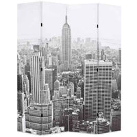 vidaXL Biombo dobrável Nova Iorque de dia 120x170 cm preto e branco