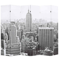 vidaXL Biombo dobrável Nova Iorque de dia 120x170 cm preto e branco