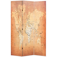 vidaXL Biombo dobrável mapa mundo 160x170 cm amarelo