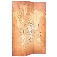 vidaXL Biombo dobrável mapa mundo 160x170 cm amarelo