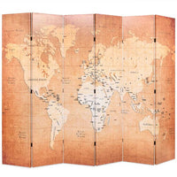 vidaXL Biombo dobrável mapa mundo 160x170 cm amarelo