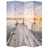 vidaXL Biombo dobrável com estampa de lago 120x170 cm