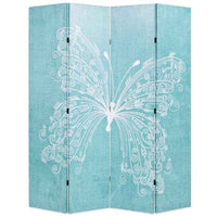 vidaXL Biombo dobrável com estampa de borboleta azul 120x170 cm