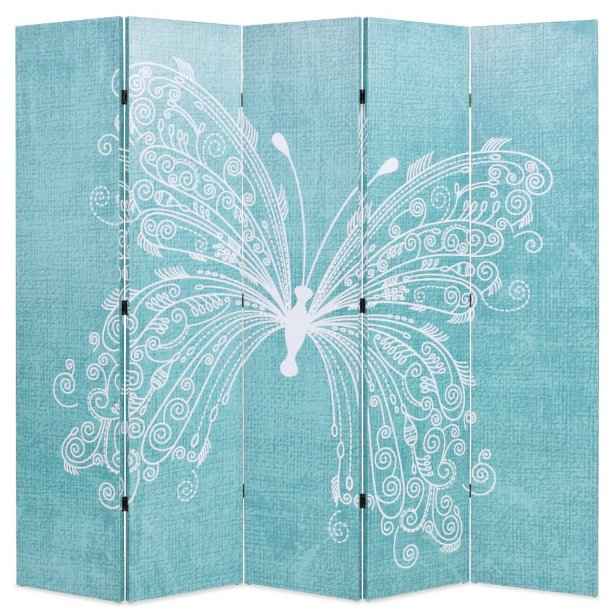 vidaXL Biombo dobrável com estampa de borboleta azul 120x170 cm