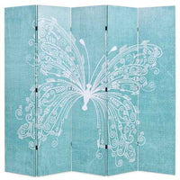 vidaXL Biombo dobrável com estampa de borboleta azul 120x170 cm