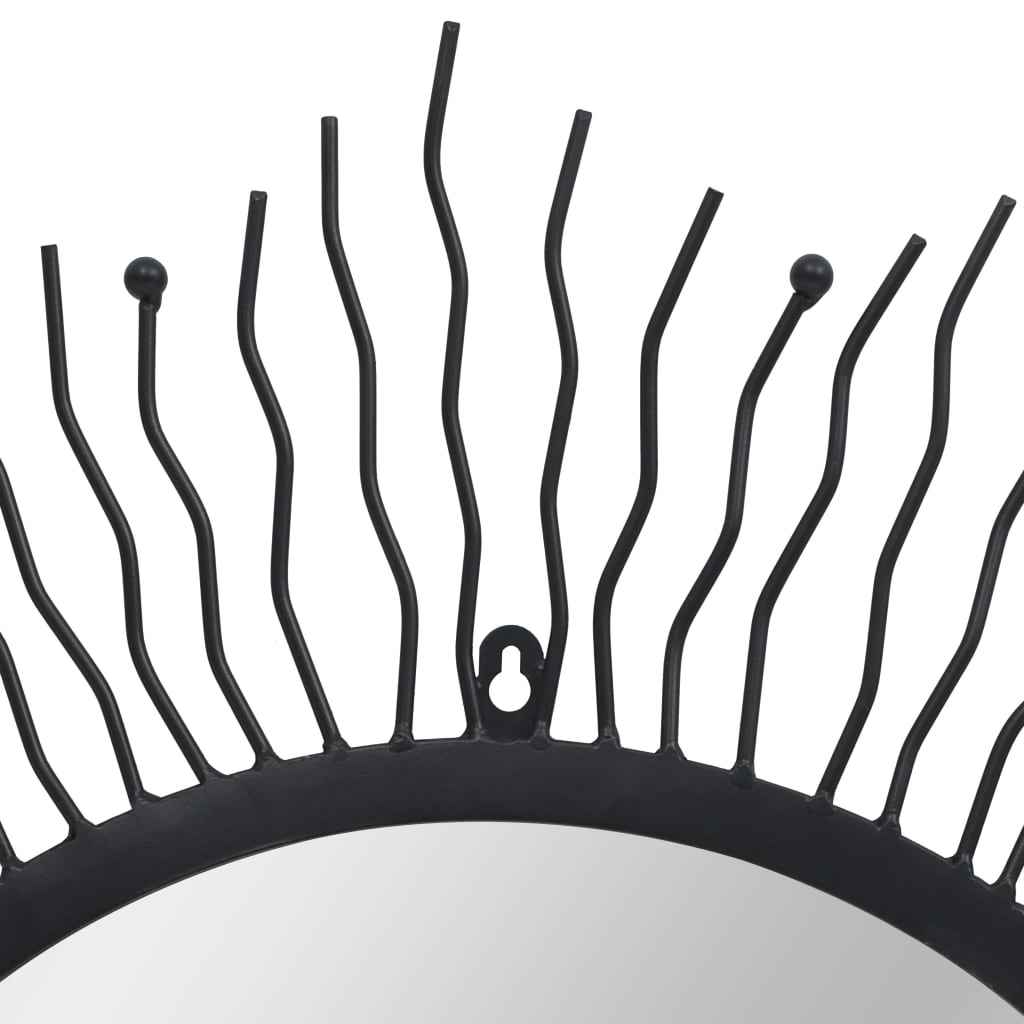 vidaXL Espelho de parede raios de sol 80 cm preto