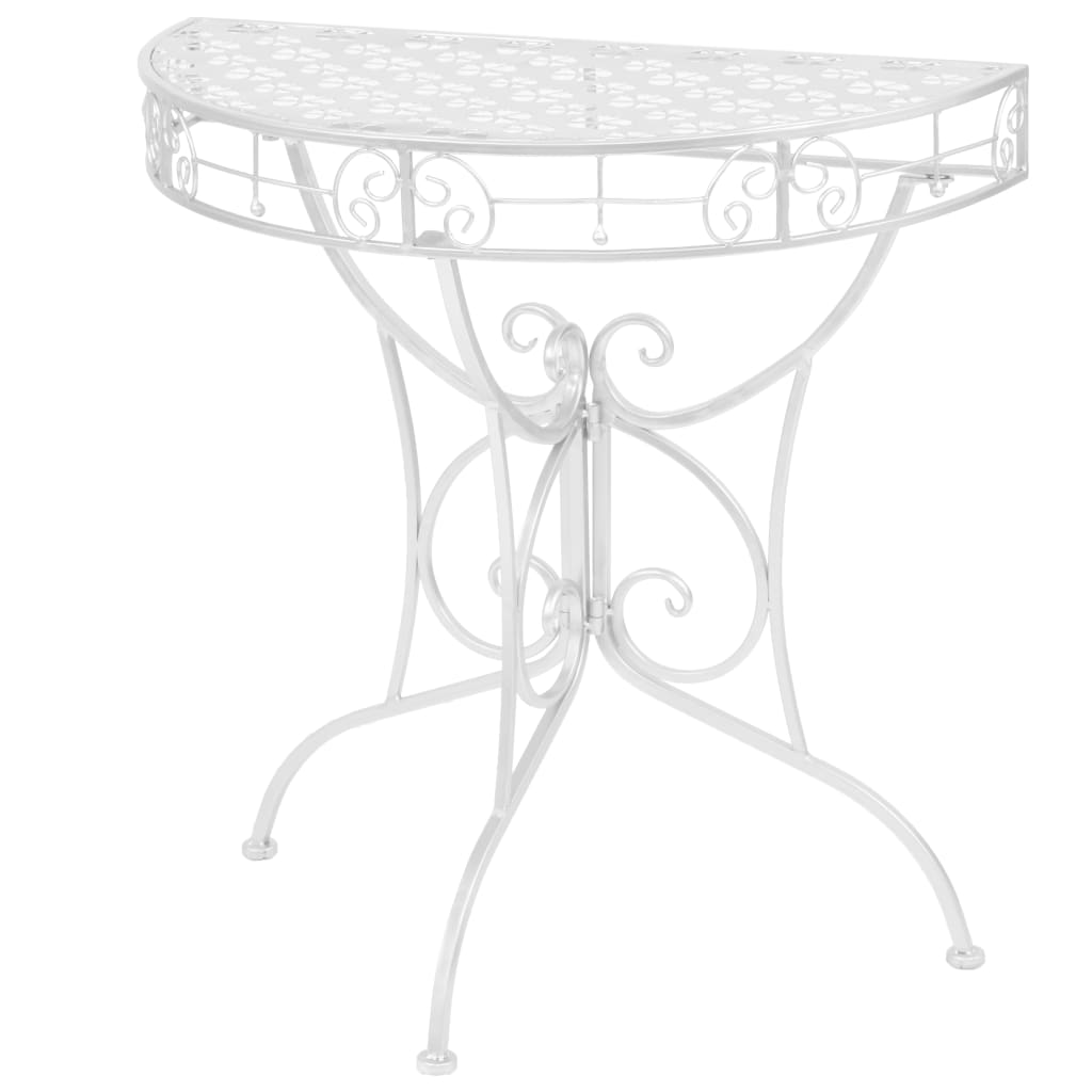 vidaXL Mesa de apoio vintage semicircular metal 72x36x74 cm prateado