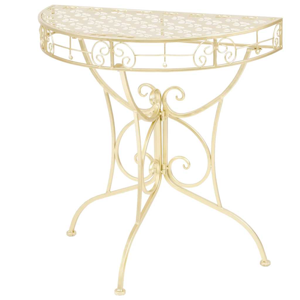 vidaXL Mesa de apoio vintage semicircular metal 72x36x74 cm prateado