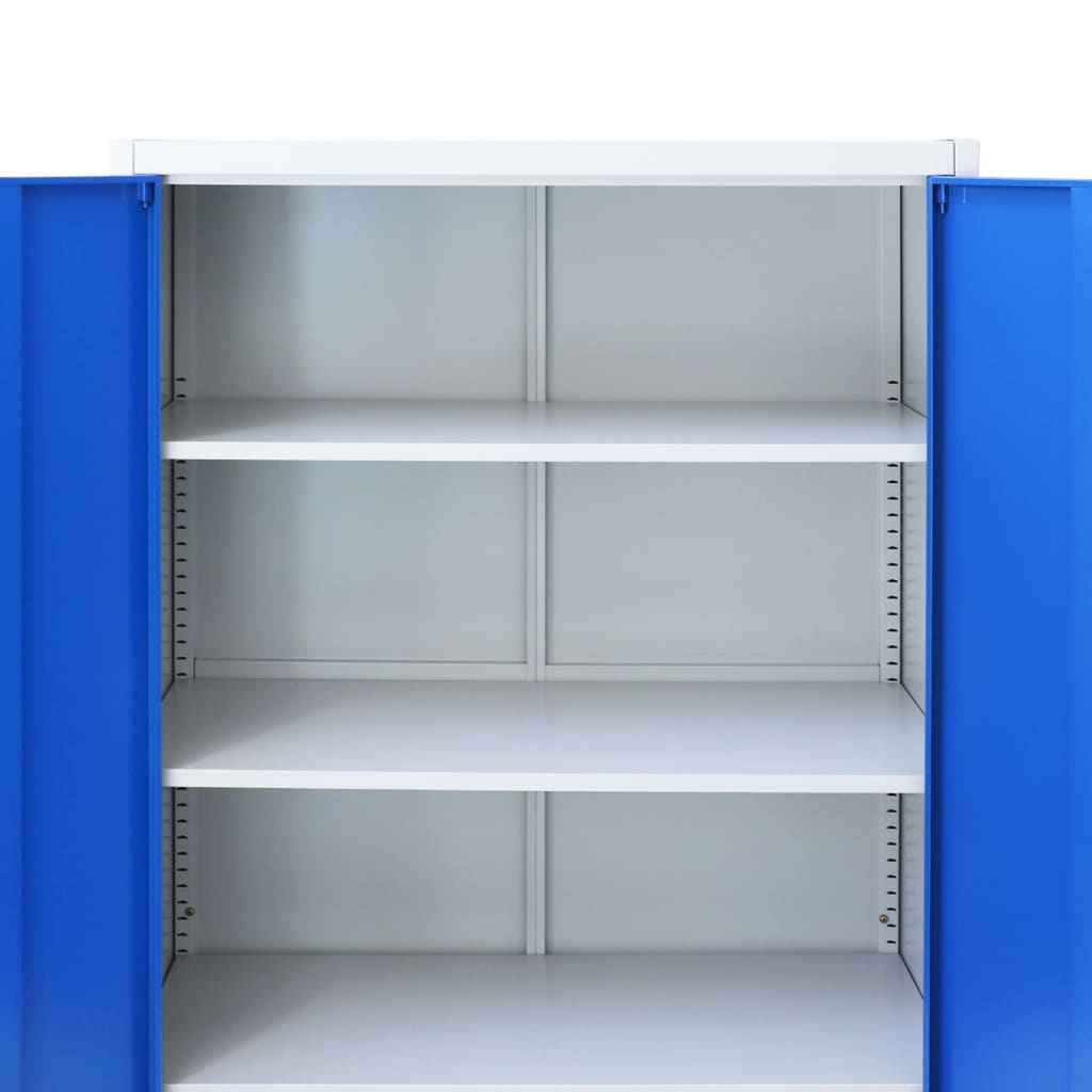 vidaXL Armário de escritório 90x40x180 cm metal cinzento e azul